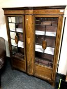 A late 19th century inlaid mahogany double door display cabinet