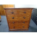 A Victorian chest of two over three drawers,
