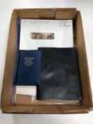 A collection of First Day covers, stamps, foreign bank notes, decimal coins in wallet,