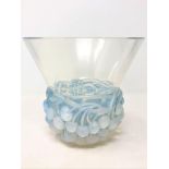 A Rene Lalique Cerises pattern opalescent glass vase, circa 1930, signed R.