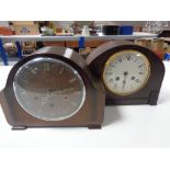 A 1930s oak cased Smiths mantel clock together with one other