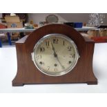A 1930s Art Deco mantel clock with silvered dial
