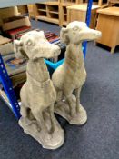 A pair of composition figures of greyhounds,