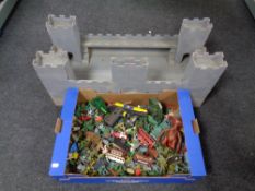 A box containing a quantity of mid 20th century and later plastic soldiers to include Britain's,