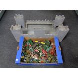 A box containing a quantity of mid 20th century and later plastic soldiers to include Britain's,