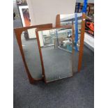 Three 20th century teak framed mirrors