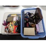 Two baskets containing a large quantity of assorted costume jewellery