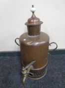A 19th century copper tea urn