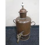 A 19th century copper tea urn