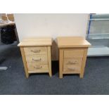 Two contemporary three drawer bedside chests