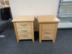 Two contemporary three drawer bedside chests