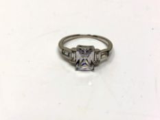 A sterling silver Art Deco style ring