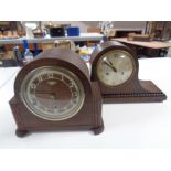 An Art Deco oak cased Westminster chime mantel clock together with a further mantel clock with