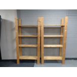 Two sets of pine shelves