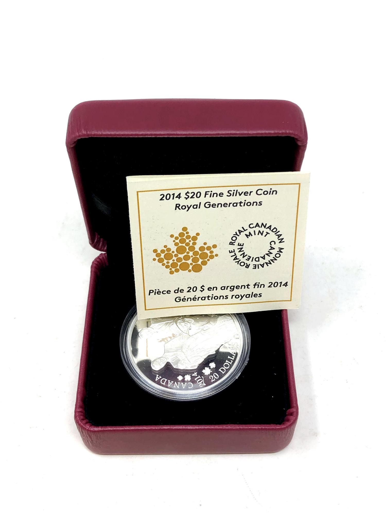 A Royal Canadian Mint 2014 $20 Fine Silver Royal Generations Coin,