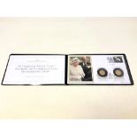 A Queen Elizabeth II and Prince Phillip Gold Sovereign Pair and Presentation Cover.