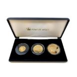 A Jubilee Mint Elizabeth II Sapphire Jubilee Three Coin Set comprising £5, £2 and £1 coins,