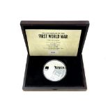 The Centenary of the First World War Silver Proof 5oz Coin, boxed with certificate of authenticity.