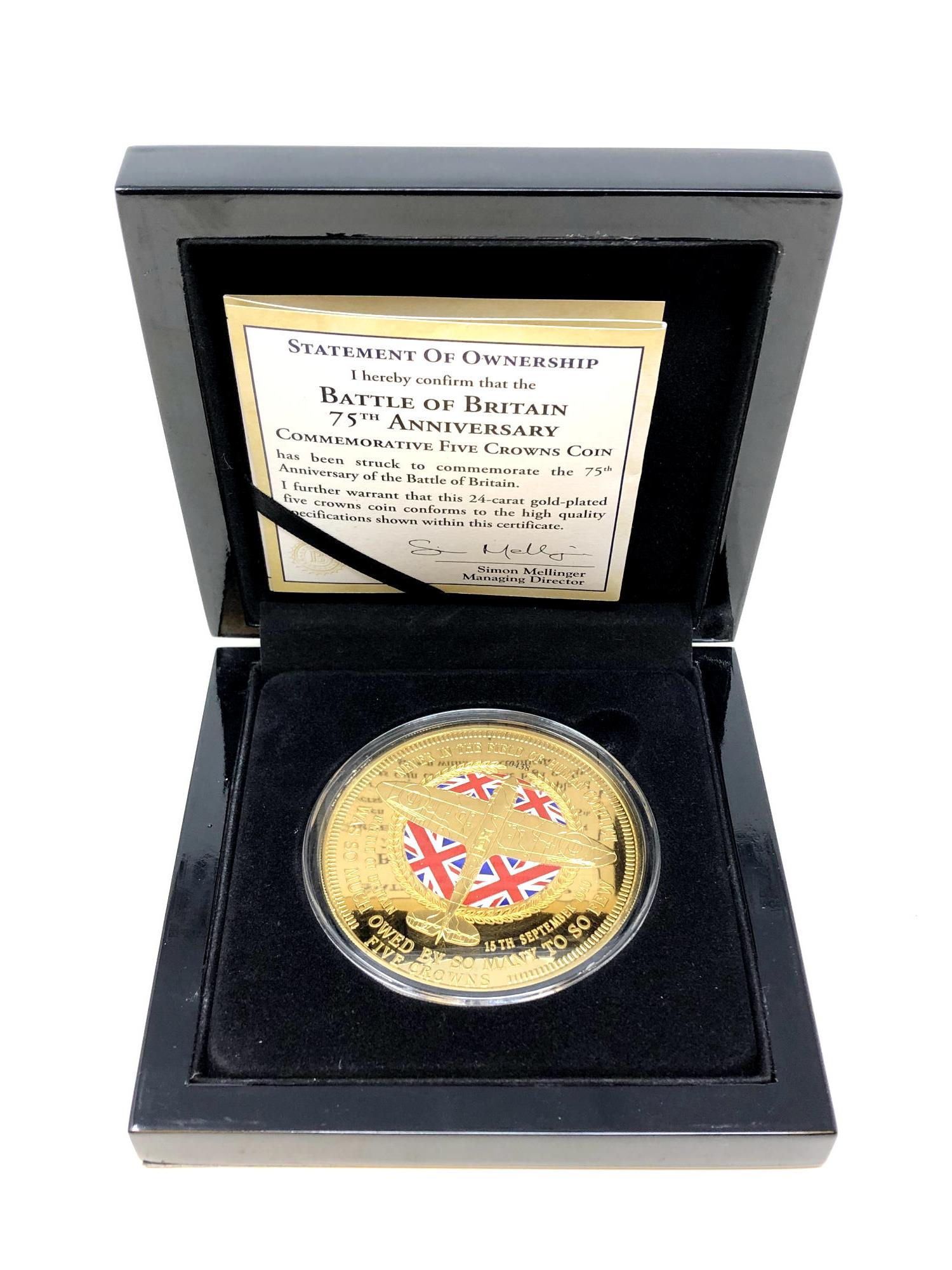 A Bradford Exchange Battle of Britain 75th Anniversary Commemorative Five Crowns Coin, 110g,