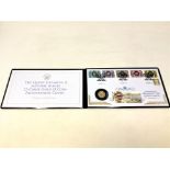 The Queen Elizabeth II Sapphire Jubilee 22ct Gold £1 Coin Presentation Cover, 8g.