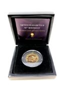 A Bradford Exchange Queen Elizabeth II 91st Birthday Double Gold Crown, struck in 9ct gold, 4g,