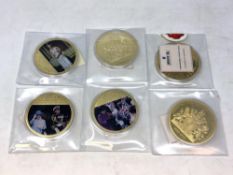 Six Queen Elizabeth II Commemorative Coins, each 110g.