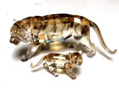 A Swarovski Crystal Society Endangered Wildlife Series tiger with cub CONDITION REPORT: