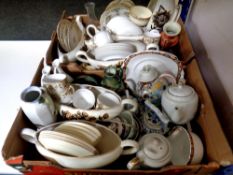 Two boxes of assorted ceramics : Chinese and Japanese teapots, assorted tea ware,