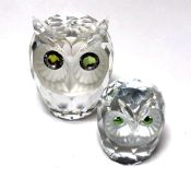 Two Swarovski crystal owls