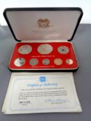 A Papua New Guinea 1976 proof coin set with certificate in case