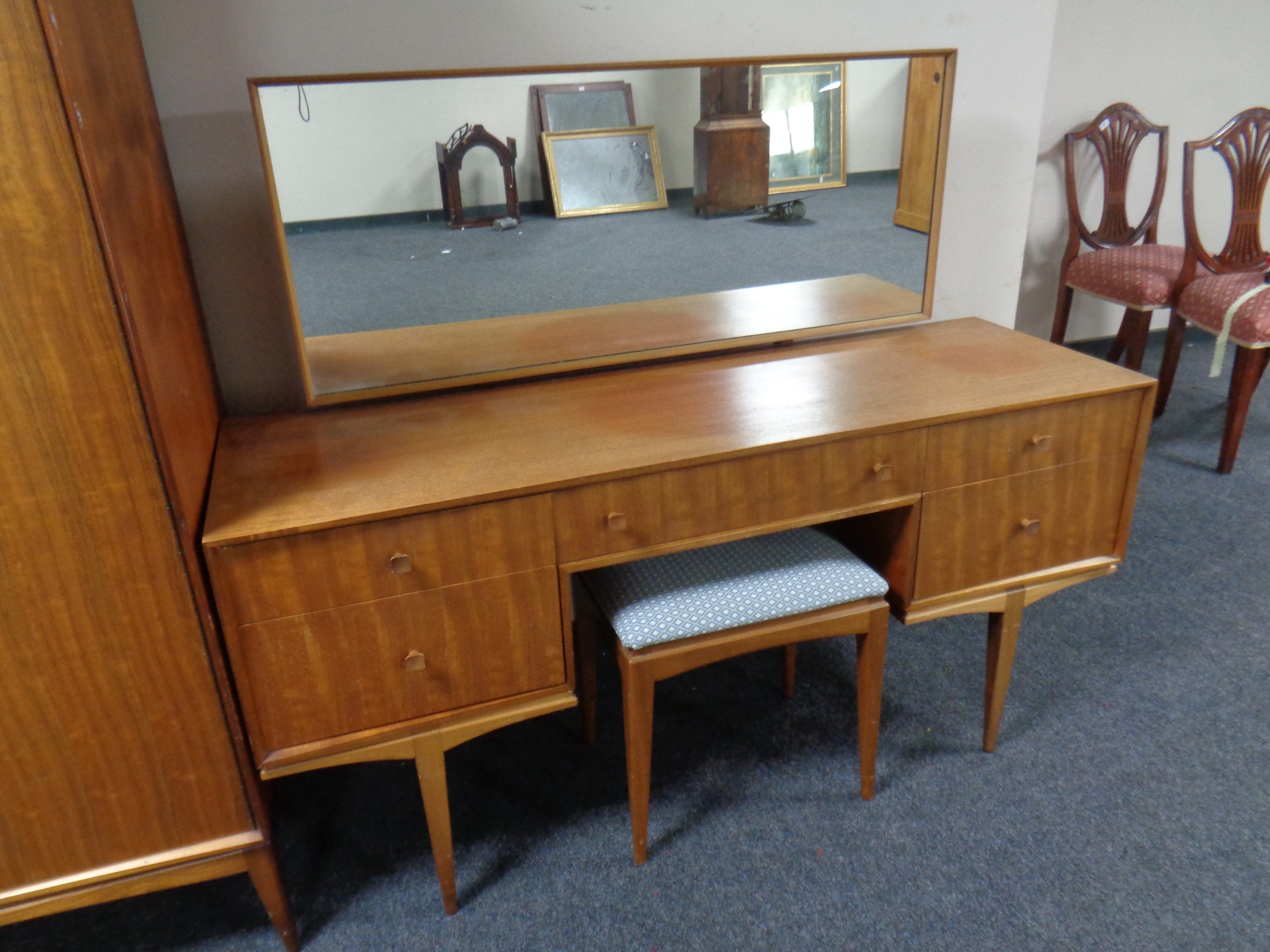 A 20th century Mcintosh five piece teak bedroom suite comprising of double door wardrobe, - Image 3 of 5