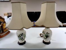 A pair of Masons Chartreuse bone china table lamps with shades