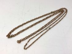 An antique rose gold guard chain interspersed with seed pearls CONDITION REPORT: 23.