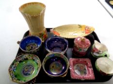 A tray containing ten pieces of Maling china to include Rosalind milk jug and sugar basin,