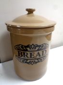 A Pearson's glazed pottery bread crock pot with lid