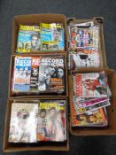 Five boxes containing record collector magazines