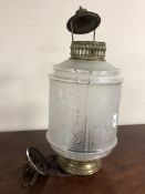 An early 20th century etched glass ceiling light