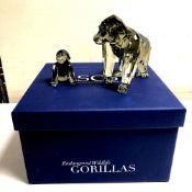 A Swarovski Crystal Society Endangered Wildlife Series gorilla with infant,