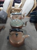Three Victorian copper kettles