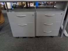 Two metal under desk chests