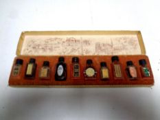 A boxed set of ten miniature Parfums De France