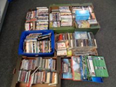 Six boxes of assorted CDs, DVDs.