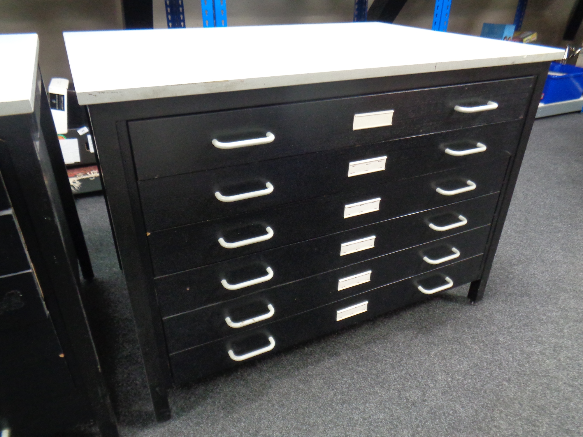 A six drawer office plan chest, width 100cm,