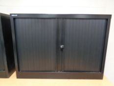 A Bisley black metal double door office cabinet, width 100cm, depth 47cm,