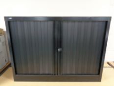 A Bisley black metal double door office cabinet, width 100cm, depth 47cm,