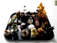 A tray containing a quantity of alcohol miniatures and bottles,