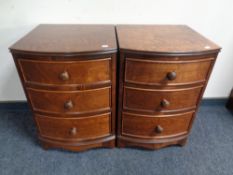 A pair of Victorian style three drawer bedside chests