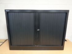 A Bisley black metal double door office cabinet, width 100cm, depth 47cm,