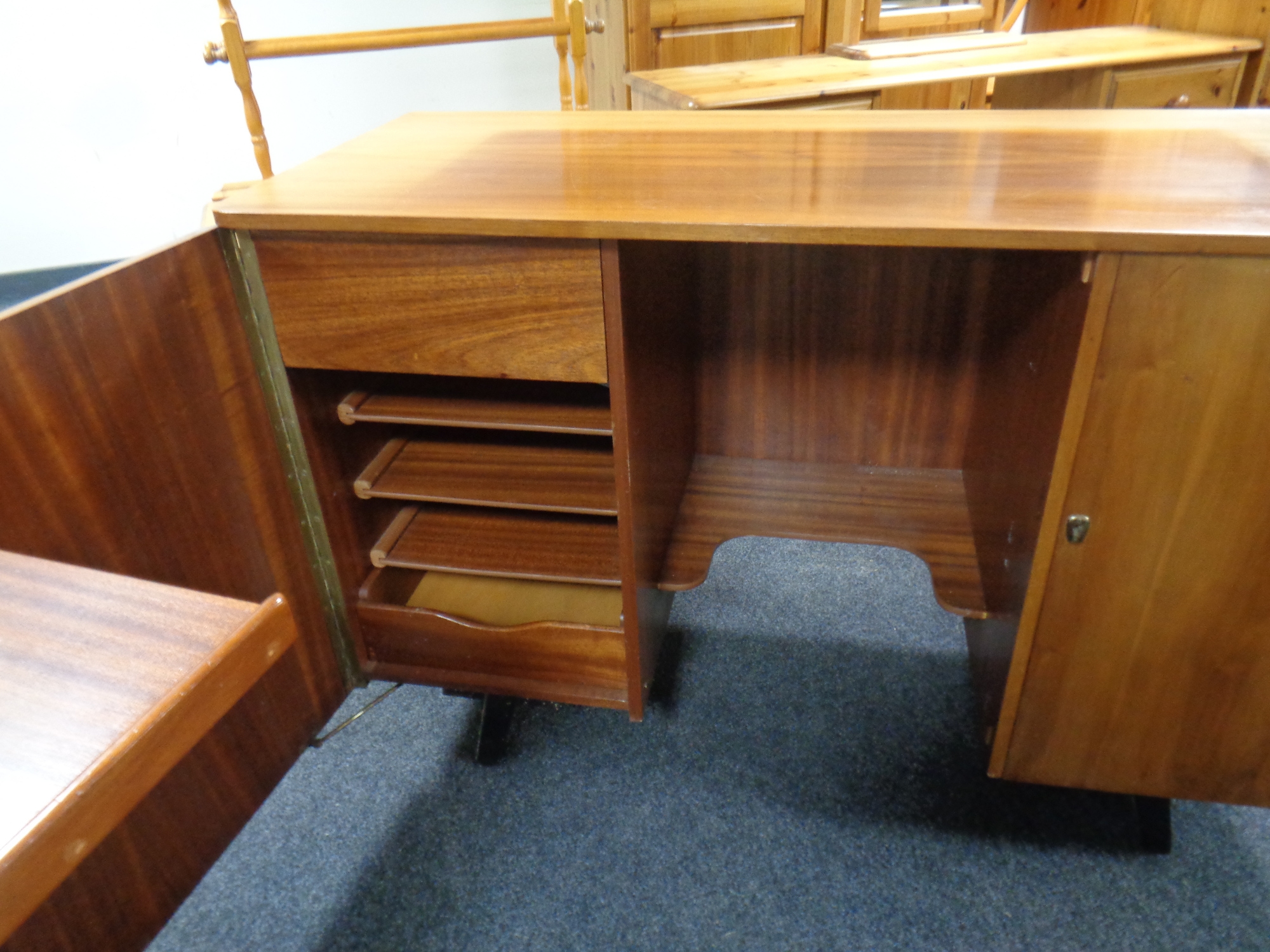 A mid 20th century teak sideboard opening up to reveal a desk, - Image 2 of 2