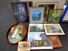 A box of assorted picture and prints : John Constable print,